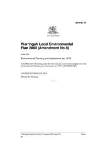 2003 No 84  New South Wales Warringah Local Environmental Plan[removed]Amendment No 8)