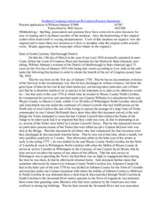 Southern Campaign American Revolution Pension Statements Pension application of William Johnson S7088 fn7NC Transcribed by Will Graves[removed]Methodology: Spelling, punctuation and grammar have been corrected in some 