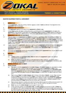 MASTER EQUIPMENT RENTAL AGREEMENT \\ 1 1.1