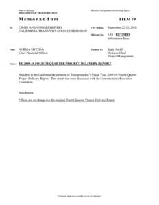 State of California DEPARTMENT OF TRANSPORTATION Business, Transportation and Housing Agency  Memorandum