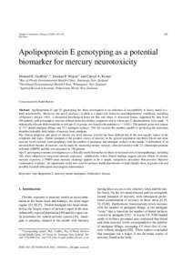 189  Journal of Alzheimer’s Disease–195 IOS Press  Apolipoprotein E genotyping as a potential