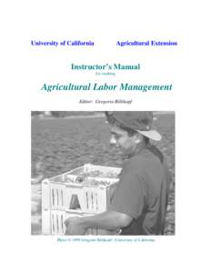 University of California  Agricultural Extension Instructor’s Manual for teaching