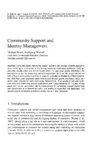 W. Pnnz, M Jarke, Y. Rogers, K. Schmidt, and V Wulf (eds), Proceedings of the Seventh European Conference on Computer-Supported Cooperative Work, 16-20 September 2001, Bonn, Germany, pp © 2001 Kluwer Academic Pu