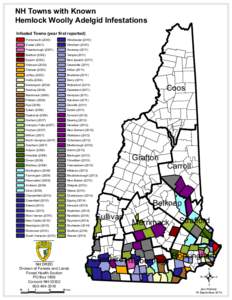 NH Towns with Known Hemlock Woolly Adelgid Infestations Infested Towns (year first reported) Portsmouth[removed]Winchester (2010)