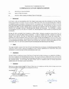 PALM BEACH COUNTY COMMISSION ON ETHICS  COMPLIANCE R.EVIEW MEMORANDUM To:  Alan Johnson, Executive Director