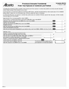 Schedule AB(S2)  Provincial Amounts Transferred From Your Spouse or Common-Law Partner  T1 General – 2007