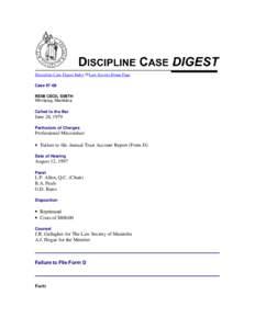 Discipline Case Digest Index  Law Society Home Page Case[removed]REMI CECIL SMITH