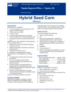 Topeka Regional Office Missouri Hybrid Seed Corn