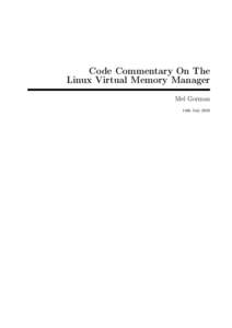 Code Commentary On The Linux Virtual Memory Manager Mel Gorman 14th July 2003  Contents