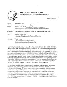 FOOD AND DRUG ADMINISTRATION CENTER FOR BIOLOGICS EVALUATION AND RESEARCH P MEMORANDUM