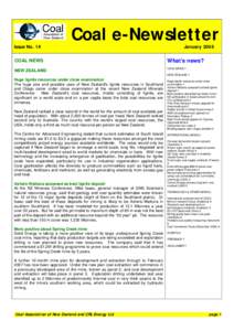 Issue No. 14  Coal e-Newsletter JanuaryCOAL NEWS