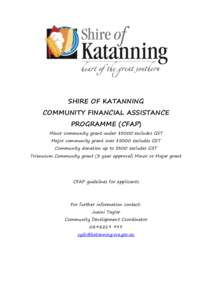 Federal assistance in the United States / Public finance / Grants / Philanthropy / Shire of Katanning