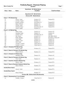 Publicity Report - Premium Placing