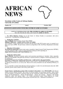 AFRICAN NEWS Newsletter of the Centre of African Studies, University of London ____________ Number 48