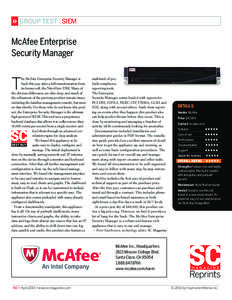 » GROUP TEST l SIEM McAfee Enterprise Security Manager T