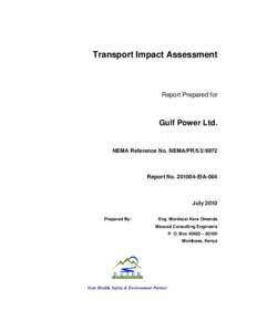 Transport Impact Assessment  Report Prepared for Gulf Power Ltd.
