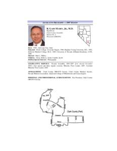 LEGISLATIVE BIOGRAPHY — 2007 SESSION  R. GARN MABEY, JR., M.D. Republican Clark County Assembly District No. 2