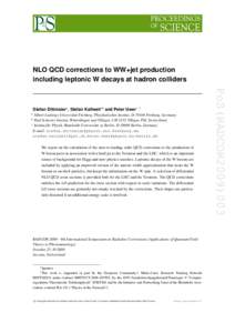 NLO QCD corrections to WW+jet production including leptonic W decays at hadron colliders †  Albert-Ludwigs-Universität Freiburg, Physikalisches Institut, D[removed]Freiburg, Germany