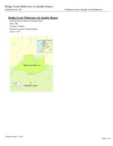 Bridge Creek Wilderness Air Quality Report, 2012