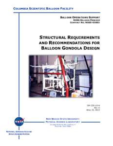 COLUMBIA SCIENTIFIC BALLOON FACILITY BALLOON OPERATIONS SUPPORT NASA BALLOON PROGRAM CONTRACT NO. NAS5[removed]STRUCTURAL REQUIREMENTS