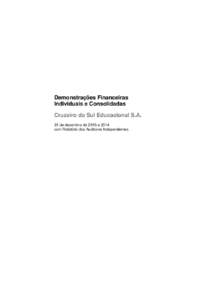 Demonstrações Financeiras Individuais e Consolidadas Cruzeiro do Sul Educacional S.A. 31 de dezembro de 2015 e 2014 com Relatório dos Auditores Independentes