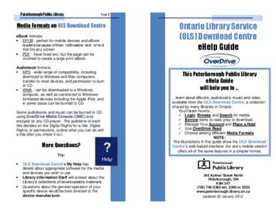 Peterborough Public Library  Page 8 Media Formats on OLS Download Centre eBook formats: