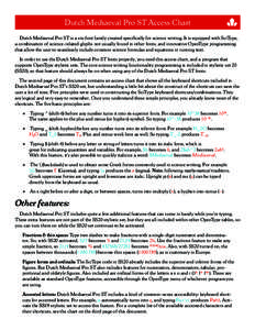 Dutch Mediaeval Pro ST Access Chart   Dutch Mediaeval Pro ST is a six-font family created specifically for science writing. It is equipped with SciType, a combination of science-related glyphs not usually found in oth