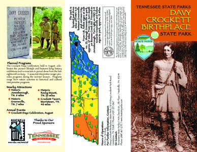 State of Franklin / American folklore / Davy Crockett Birthplace State Park / Davy Crockett / Limestone /  Tennessee / Nolichucky River / Crockett / Jonesborough /  Tennessee / Greene County /  Tennessee / Tennessee / Geography of the United States / Johnson City metropolitan area