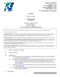 October 19, [removed]Board of Supervisors Agenda