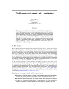 Weakly supervised named entity classification  Edouard Grave EECS Department UC Berkeley 