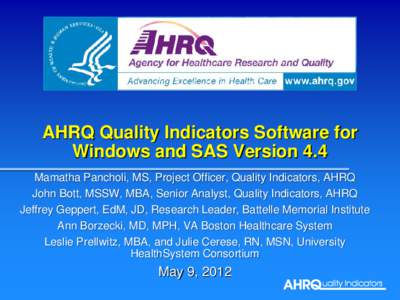 CWebinar AHRQ QI Software SAS and WinQI V4.4