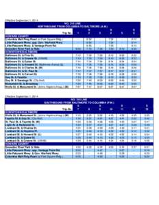 Effective September 1, 2014 NO. 310 LINE NORTHBOUND FROM COLUMBIA TO BALTIMORE (A.M.) S S Trip No.