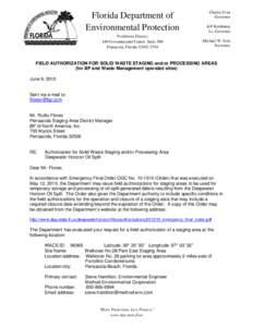 Florida Department of Environmental Protection   Northwest District 160 Governmental Center, Suite 308