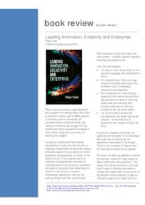 book review  by john varney Leading Innovation, Creativity and Enterprise Peter Cook