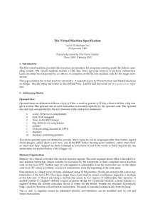 Dis Virtual Machine Specification Lucent Technologies Inc 30 September 1999 Extensively revised by Vita Nuova Limited 5 June 2000, 9 January[removed]Introduction