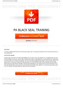 BOOKS ABOUT PA BLACK SEAL TRAINING  Cityhalllosangeles.com PA BLACK SEAL TRAINING