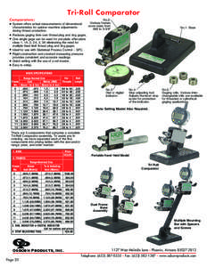 Tri-Roll Comparator Comparators: No.2: Various frames System offers actual measurements of dimensional
