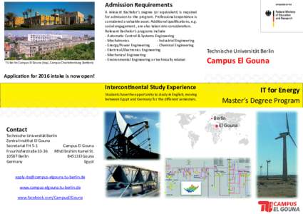 Business / Economy / Engineering / Technical University of Berlin / El Gouna / Business engineering / Industrial engineering