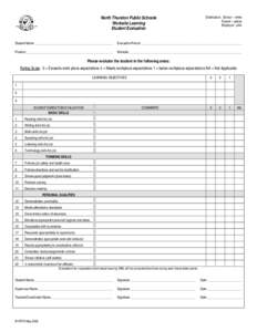 North Thurston Public Schools Worksite Learning Student Evaluation Distribution: School – white Parent – yellow