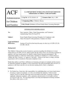 ACF  U.S. DEPARTMENT OF HEALTH AND HUMAN SERVICES Administration on Children, Youth and Families 2. Issuance Date: July 3, 2001