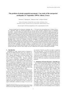 Earth Planets Space, 54, 9–18, 2002  The problem of seismic potential assessment: Case study of the unexpected