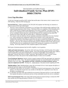 Revised Individualized Family Service Plan (IFSP) DIRECTIONS  PAGE 1 Maryland Infants and Toddlers Program