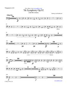Timpani in A-E  Sheet Music from www.mfiles.co.uk 7th Symphony Op.92 (2nd Movement)