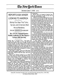 SATURDAY JUNE 7, 1919  REPORTS ASIA MINOR