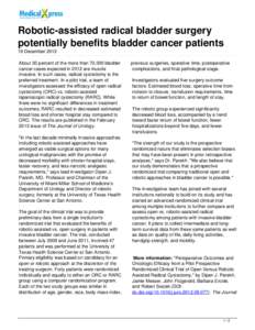 Robotic-assisted radical bladder surgery potentially benefits bladder cancer patients