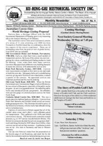 KU-RING-GAI HISTORICAL SOCIETY INC.  Incorporating the Ku-ring-gai Family History Centre • Patron: The Mayor of Ku-ring-gai Affiliated with the Royal Australian Historical Society, the National Trust of Australia (NSW)