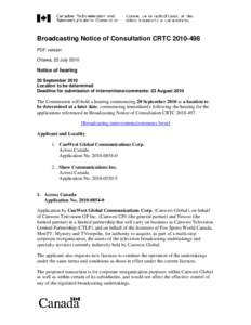 Broadcasting Notice of Consultation CRTC 2009-xx
