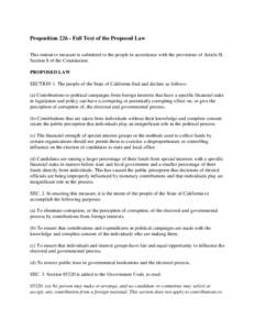Proposition[removed]Full Text of the Proposed Law This initiative measure is submitted to the people in accordance with the provisions of Article II, Section 8 of the Constitution. PROPOSED LAW SECTION 1. The people of the
