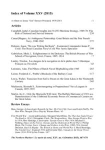 Index of Volume XXVA tribute to James “Jim” Stewart Pritchard, Articles