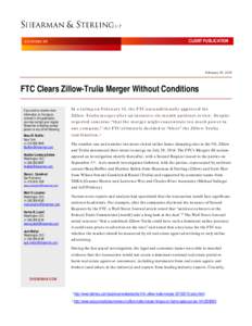 FTC Clears Zillow-Trulia Merger Without Conditions